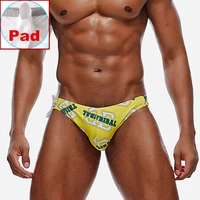 sexy side tie swimwear men bulge swimsuits swim boxer briefs trunks pad inside pouch surf shorts push up underwear board beach