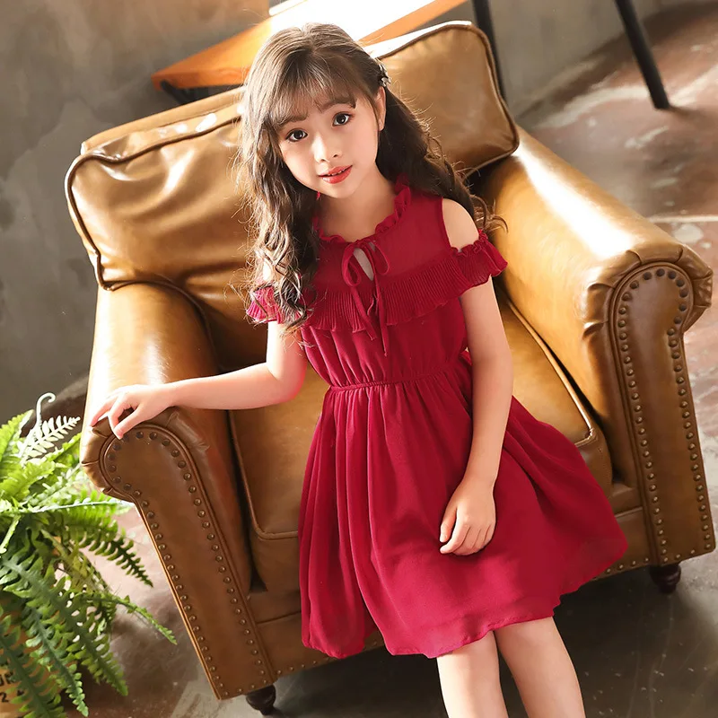 Новейшее модное летнее платье для маленьких девочек однотонное кружевное с