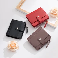 new style wallet women short hasp leather female solid color luxury zipper coin purses multifunction card holder money clip