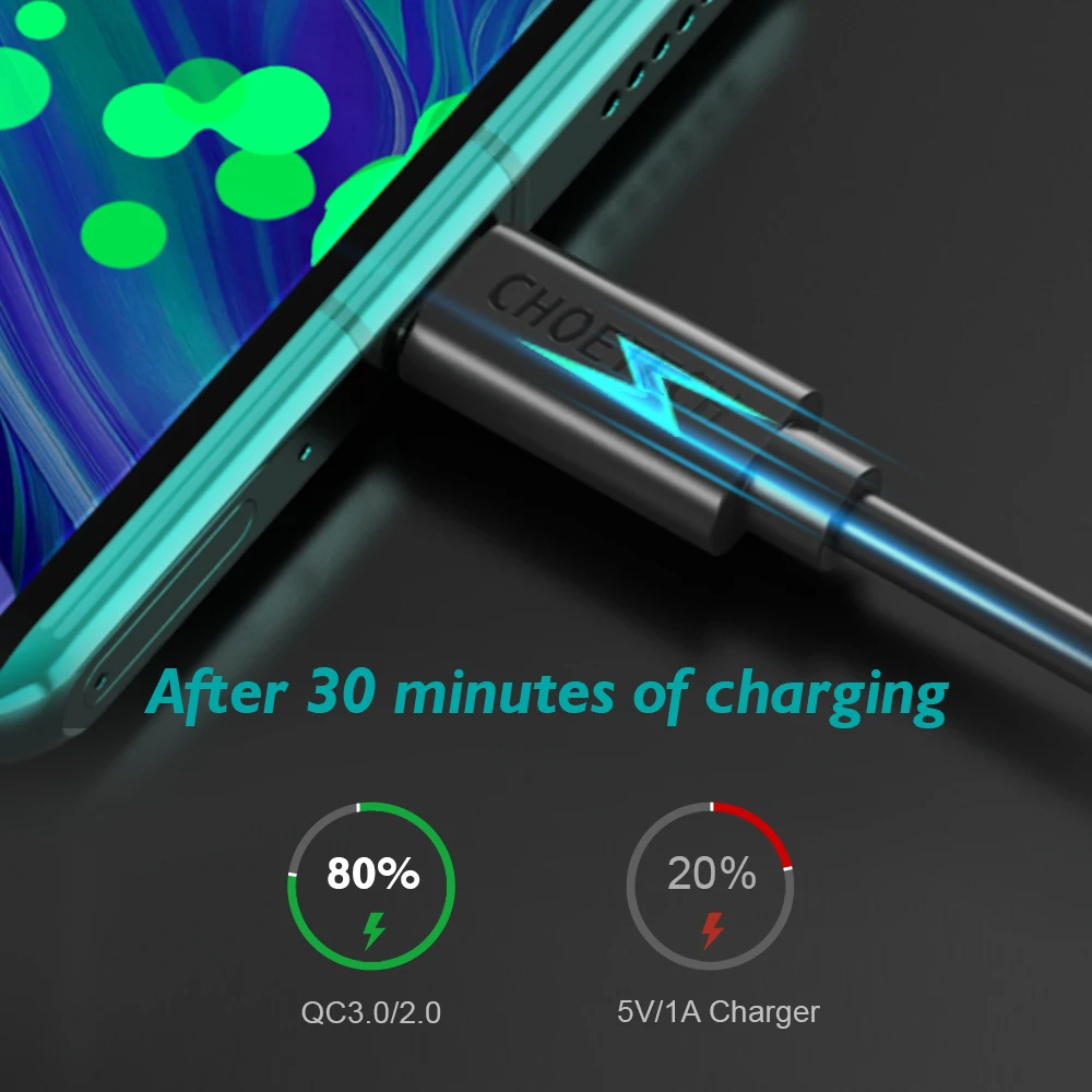 CHOETECH USB Тип C кабель для samsung s9 Быстрая зарядка мобильный телефон зарядный провод