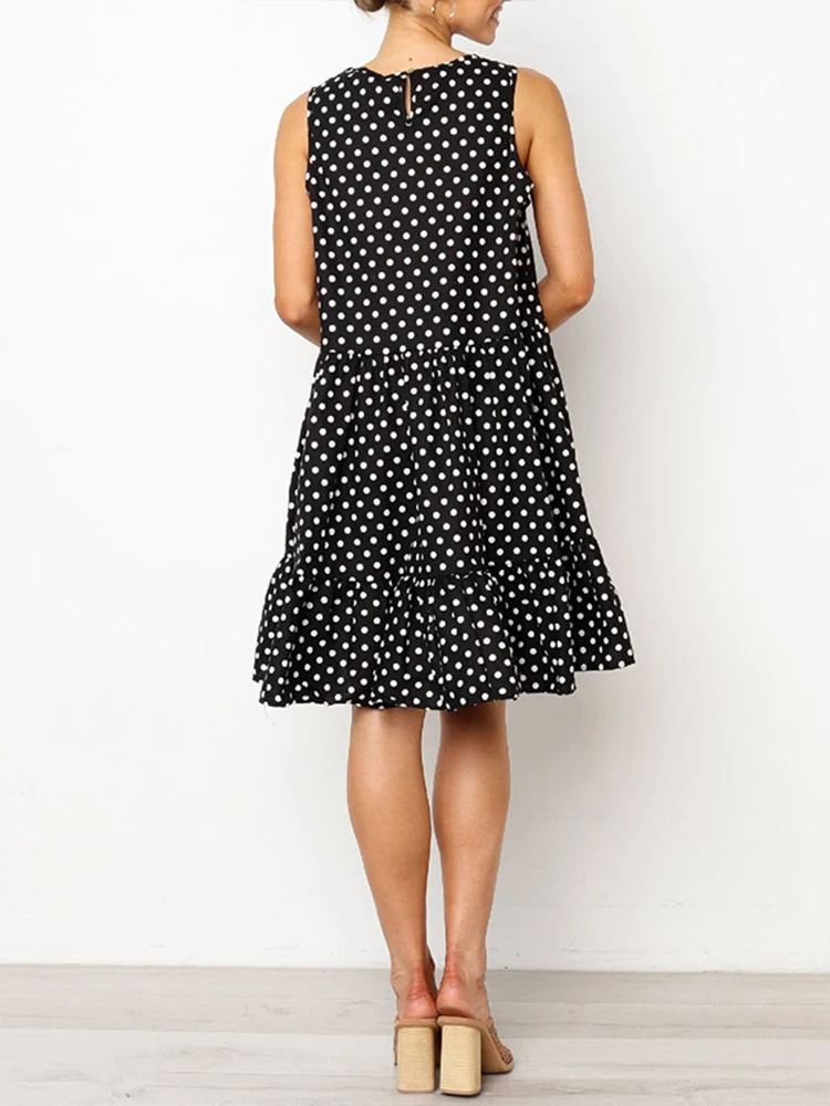 

Women's 2021 Skirt Spring Dress The New Beautiful Women Printing Flowers Wave Point Ruffle