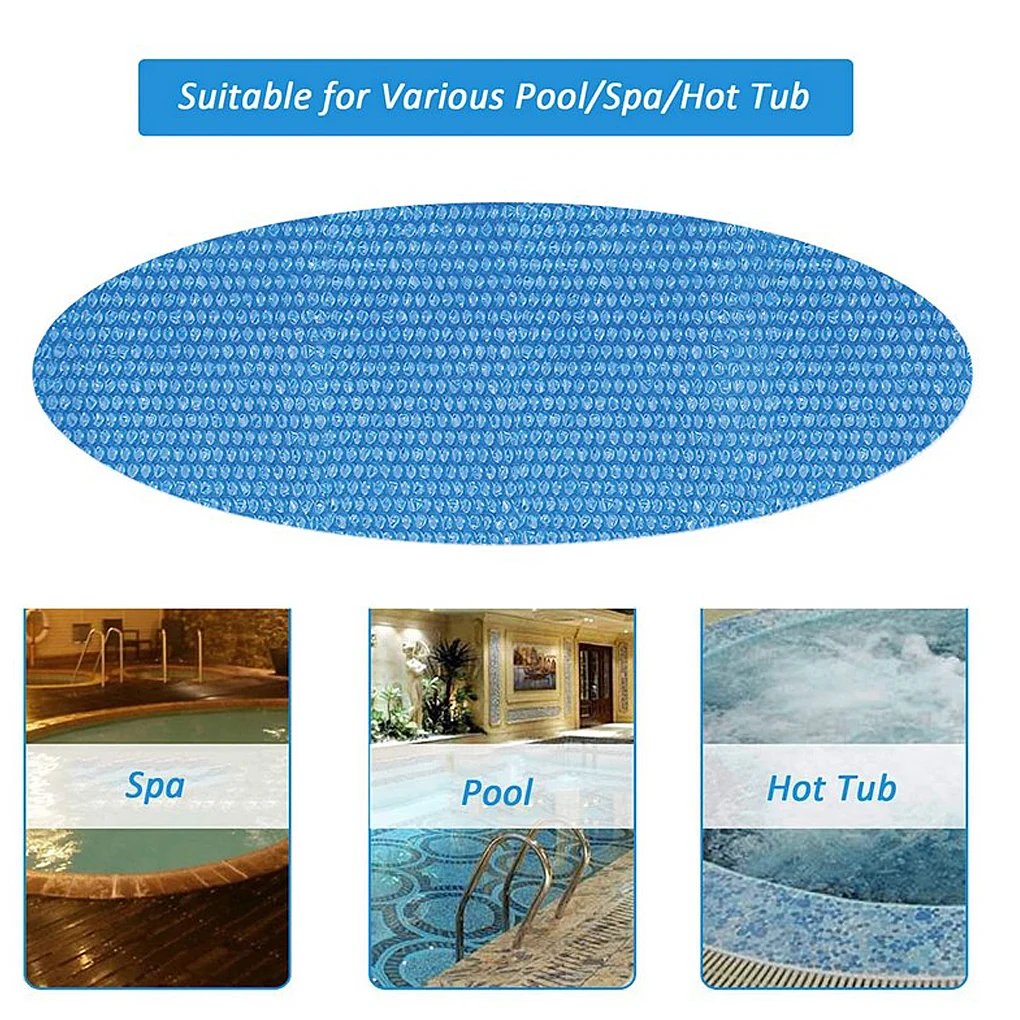 Покрытие для бассейна круглое на солнечной батарее летнее водонепроницаемое