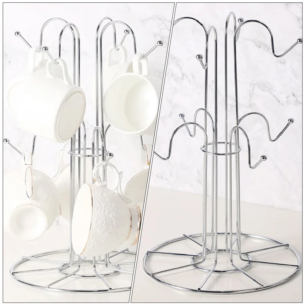 

1Pc Creative Mug Hanging Rack Practical Coffee Mug Iron Storage Holder (Silver)