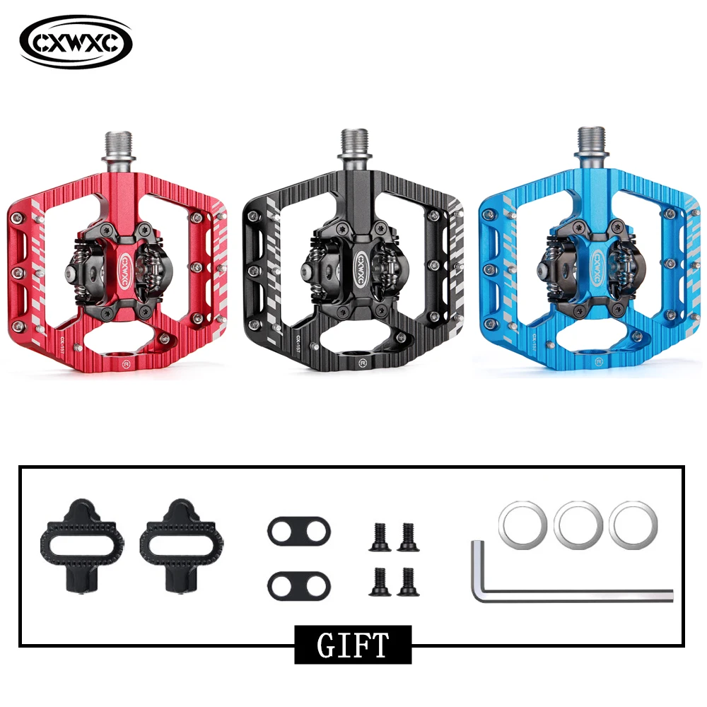 CXWXC 2 в 1 SPD велосипедная самоблокирующаяся педаль/Плоская педаль для MTB/дорожный