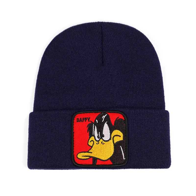 Зимняя мультяшная шерстяная шапка на утином пуху Мужская зимняя теплая вязаная