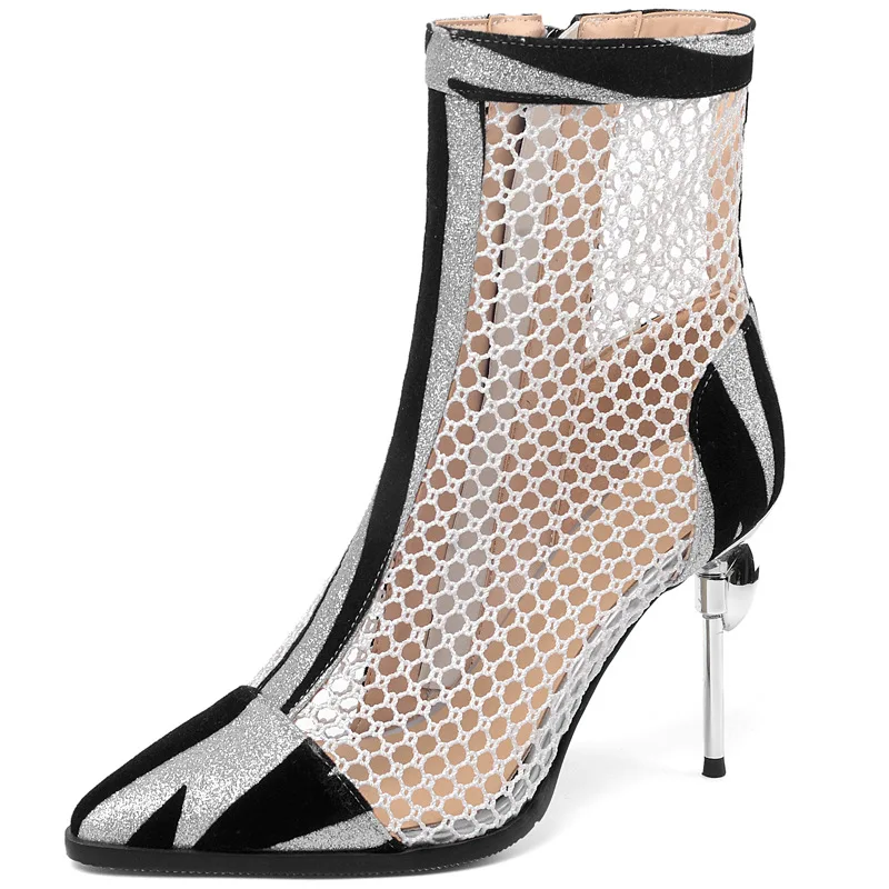 

2020 summer thin heel high heel sandals women's shoes big size 40-50 sandals sexy net shoes