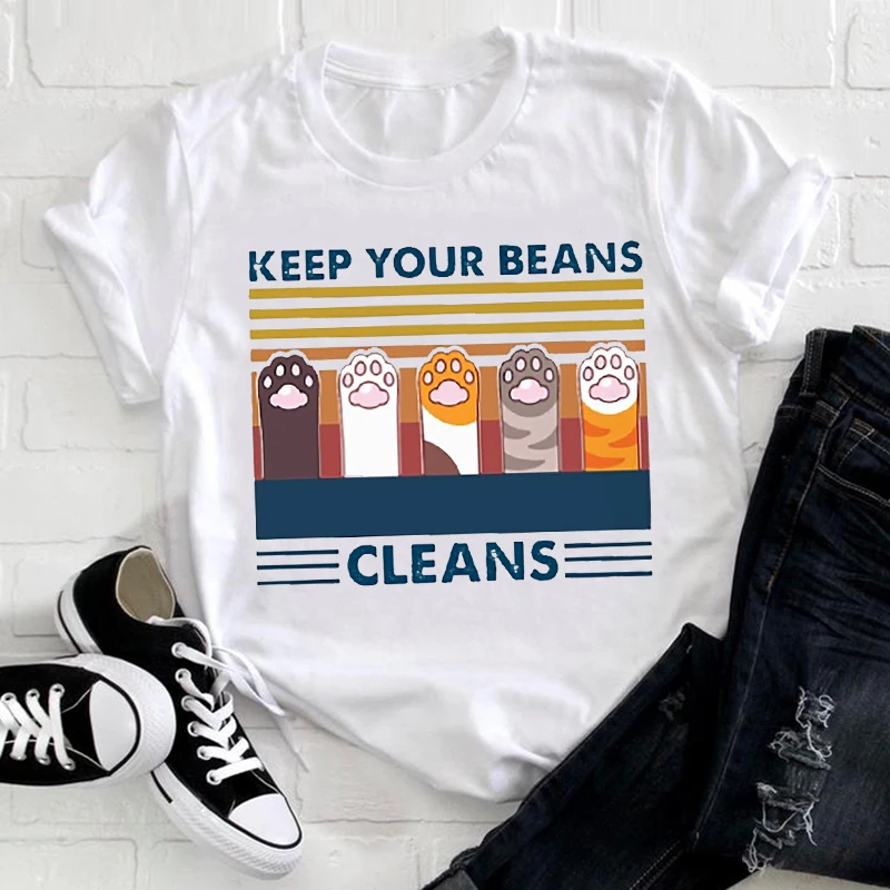 

Women Cute Cat Paw Cute Happy Clothing Female Tee Top Ladies Graphic T-shirt Funny Printing Animal Clothes Print Tshirt