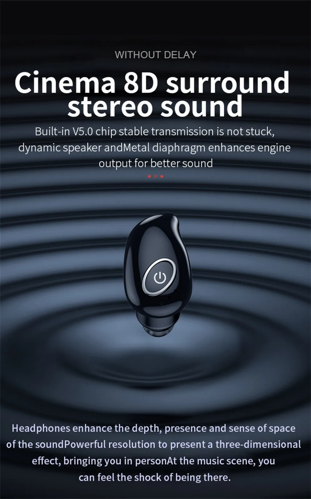 Mini Wireless In-ear Earphone Hi-Fi Bluetooth 5.0 Stereo Earbuds Single waterproof Headset With Mic Intelligent Noise Reduction |