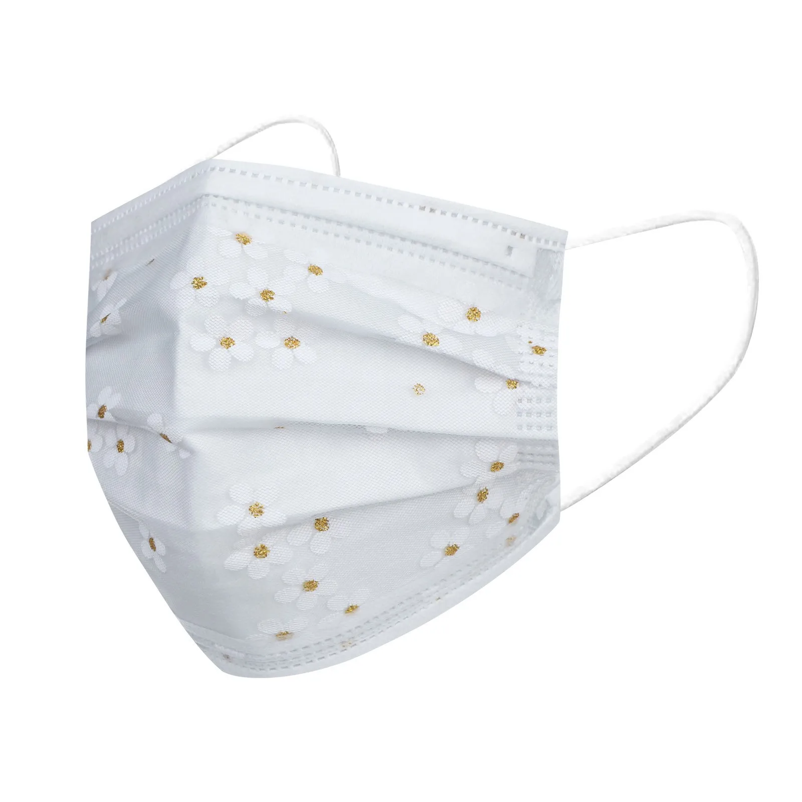 100 шт. маска для лица с цветочным принтом женщин одноразовые маски рта 4 слоя