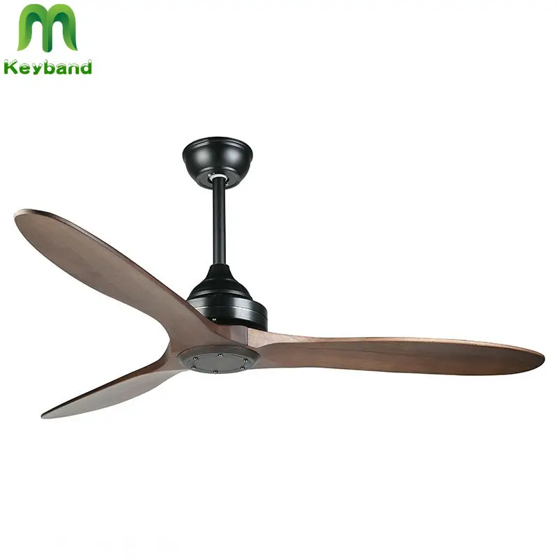 

52 Inch Wooden Ceiling Fan with Remote Control Speed Adjustable Color Changeable Solid Wood Blade