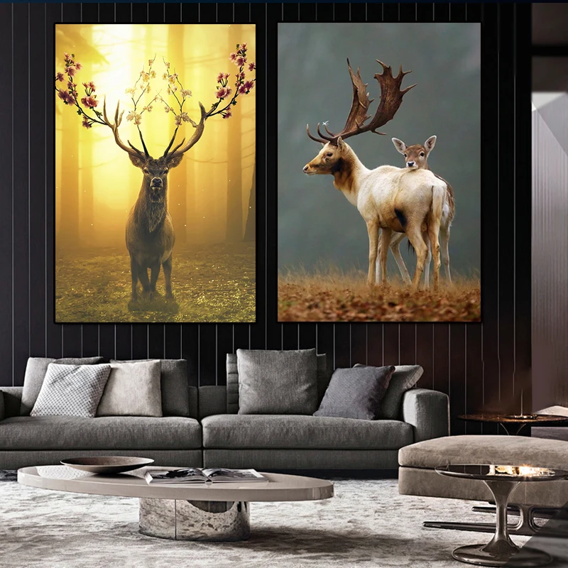 Современное искусство живопись Золотой олень декоративные настенные картины