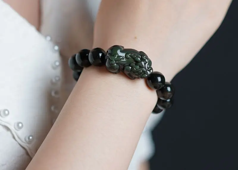 Натуральный кристалл Радуга обсидиановый глаз пиксиу браслет Буддийские