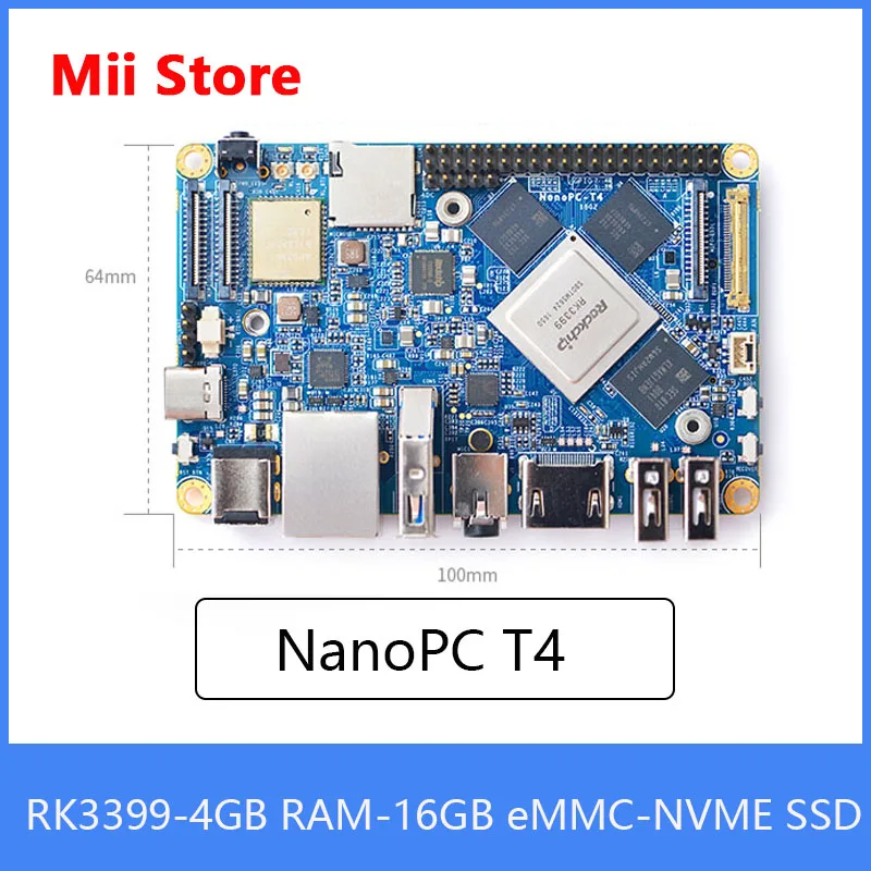 NanoPC T4 макетная плата RK3399 с открытым исходным кодом DDR3 4 Гб Гбит/с Поддержка Ethernet