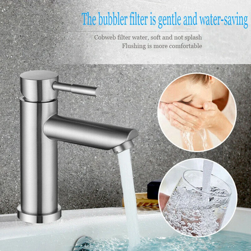 

Stainless steel Faucet Plastic valve Lifting Single Hole Bathroom Sink