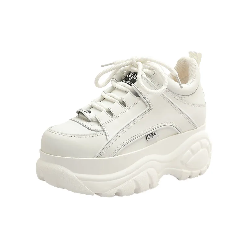 Туфли женские из натуральной кожи на платформе повседневные кроссовки имитация