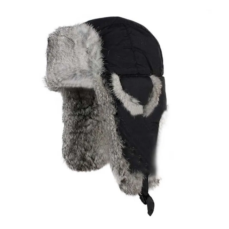 Высококачественная мужская шапка бомбер с ушками женская зимняя из 100%