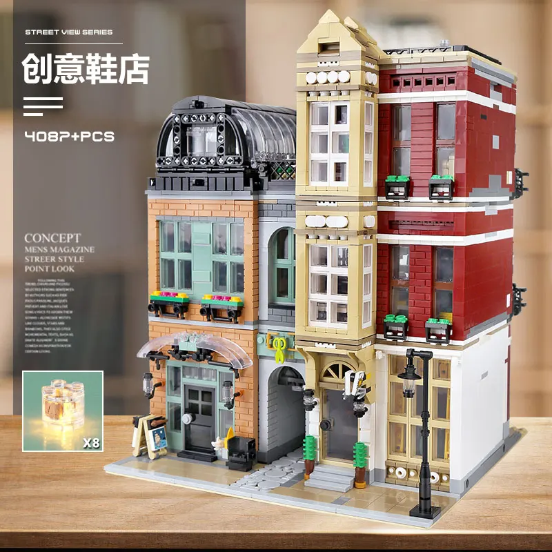 

MOC 16001 Streetview Building Blocks The 10005 Shoes Store Set Assembly Model Bricks Building Blocks Kids Christmas Toys Gift
