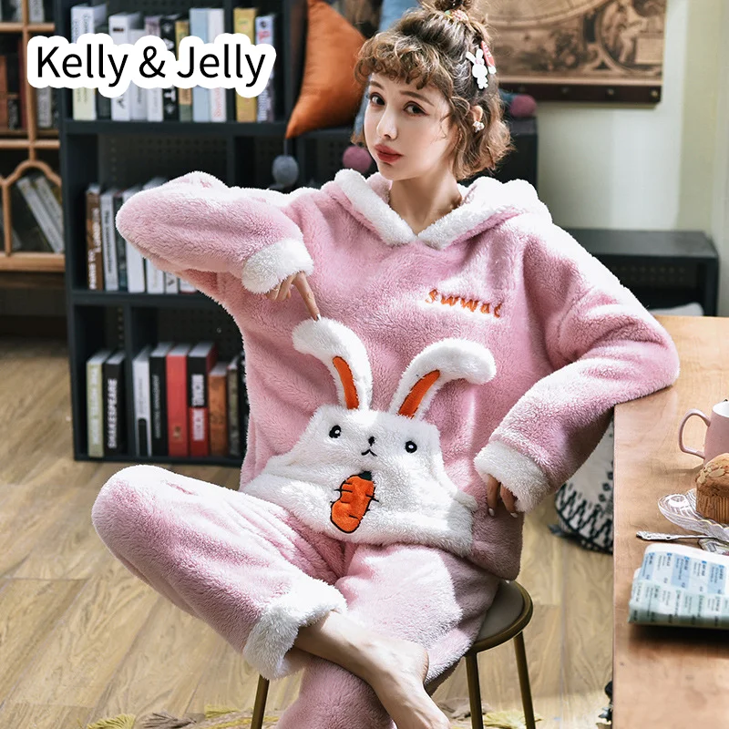 Новая Пижама женская зимняя Коралловая плюшевая утолщенная Корейская версия