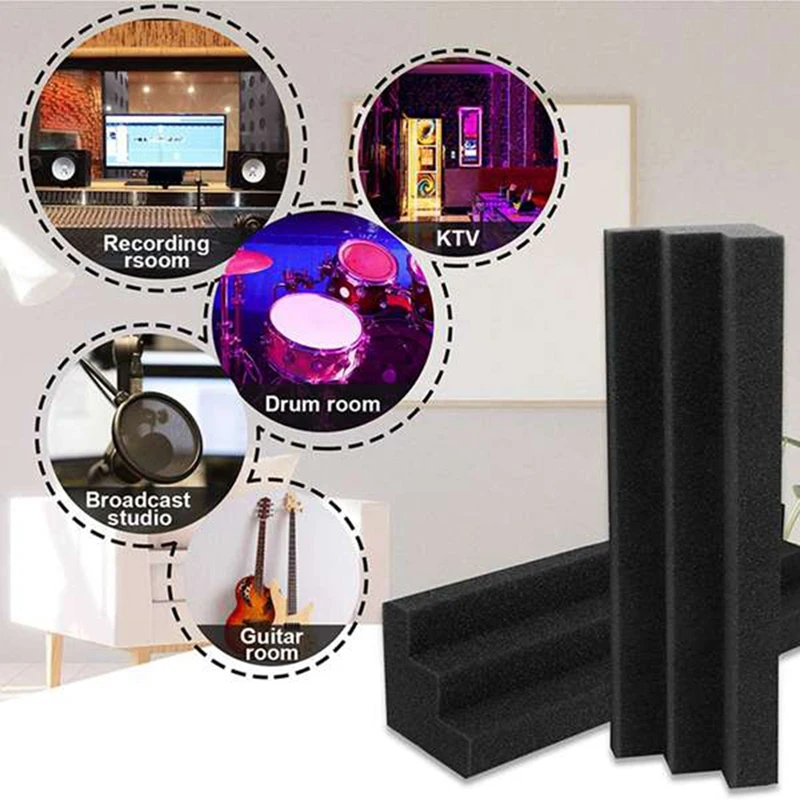 

5 Piece Soundtrack with Studio Foam Corner Block Facing Corner Wall Studios or Home Theater Black