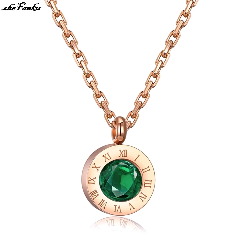 Корейское ожерелье для женщин кулон из нержавеющей стали с римскими цифрами