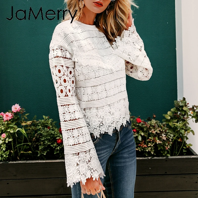JaMerry/винтажная белая женская блузка с вышивкой и кисточками рубашка длинными