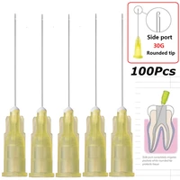100pcs dental endo irrigation needle tip 25g27g30ga 30g end closed side hole endo syringe root canal washing needle tip