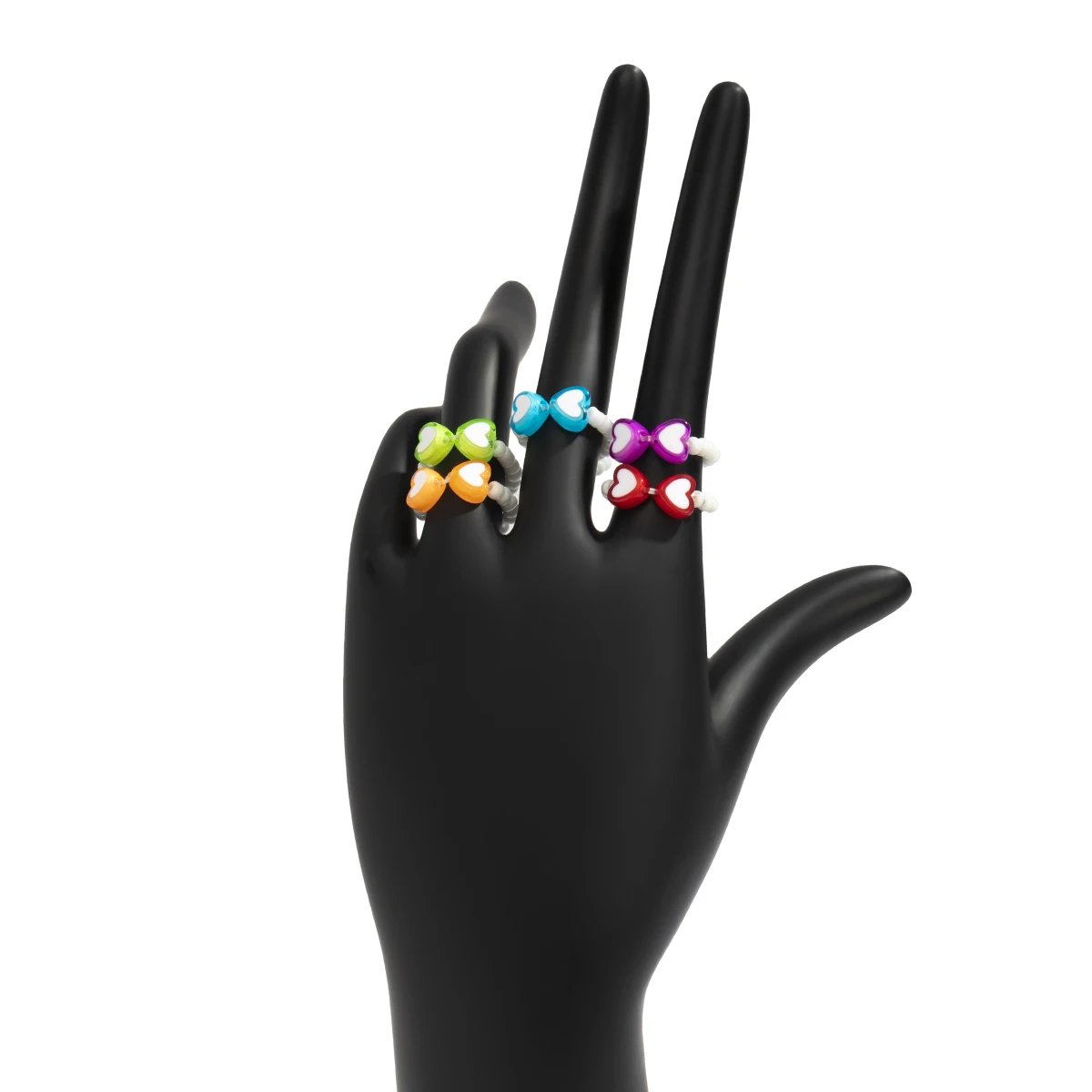 

PuRui Bohemia Small Beads Heart/Bow Rings Set for Women Trendy Colorful Cute Acrylic Stackable Finger Ring Girls Fashion Jewelry