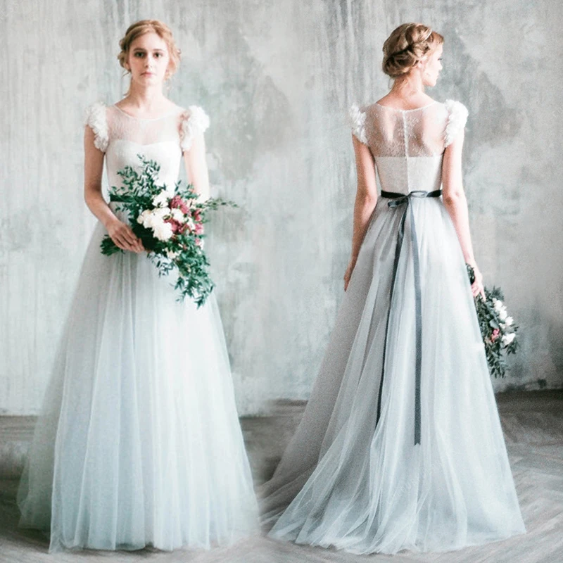 Романтическое кружевное свадебное платье в стиле бохо с рукавами крылышками 2020