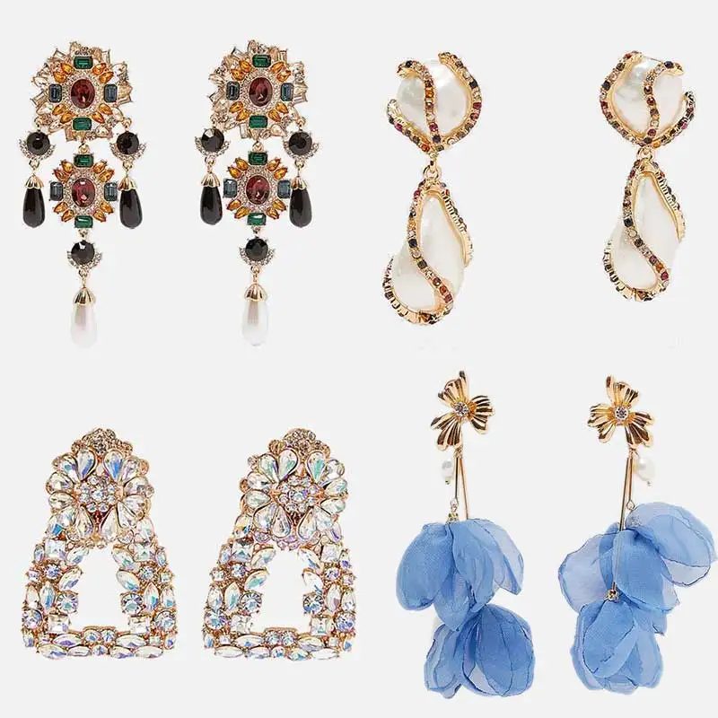 JJFOUCS Роскошные серьги капли с искусственным жемчугом для женщин кристаллами и