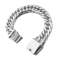 fashion new mens bracelet wristband 316l stainless steel silver color handmade miami cuban curb chain biker jewelry 7 11inch