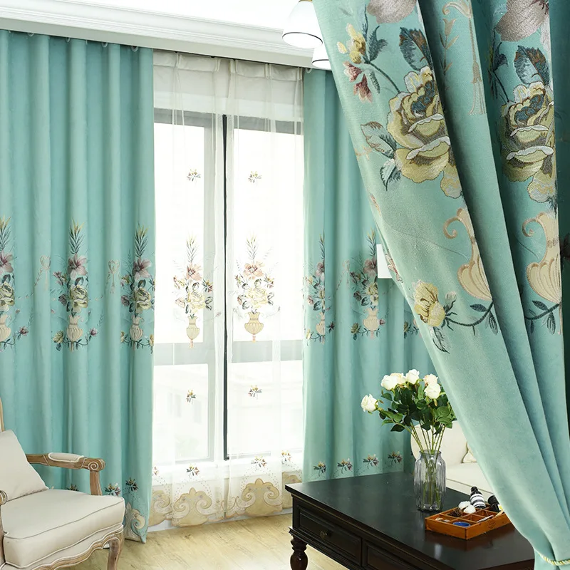 Роскошная Европейская занавеска с цветочным узором в виде вазы Затемняющая для