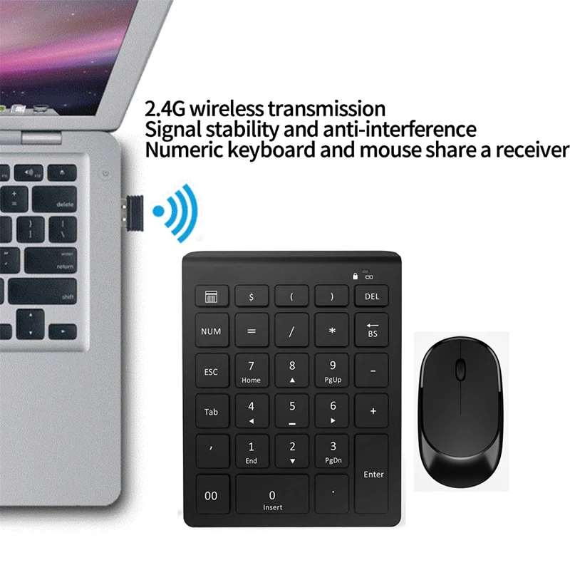 2 4G беспроводная цифровая мини-клавиатура с USB-номером клавиатура коврик для мыши