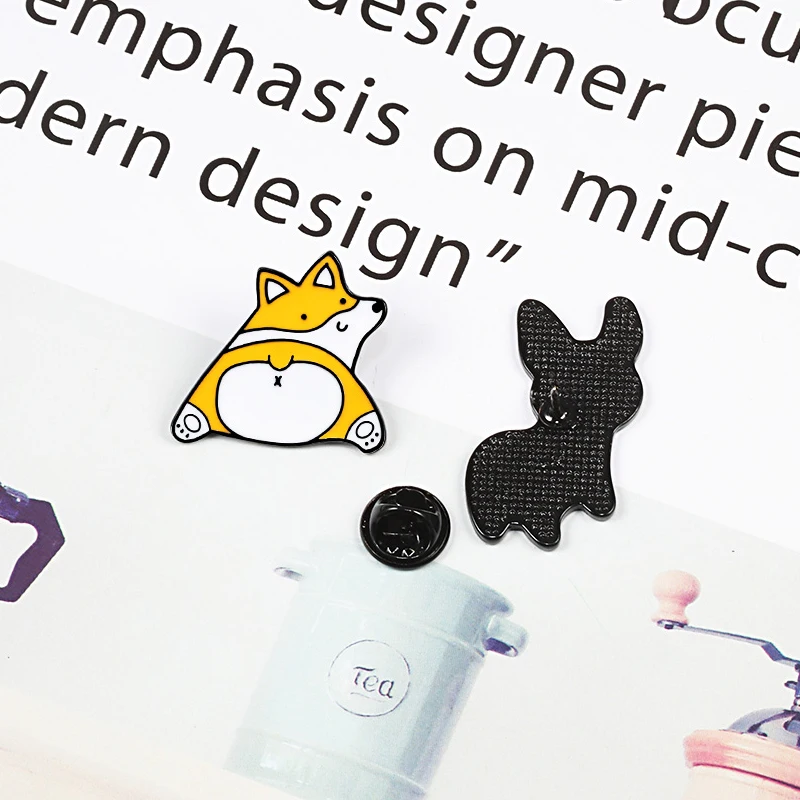 Милая брошь корги мультяшная собака эмалированные булавки мультяшный стиль