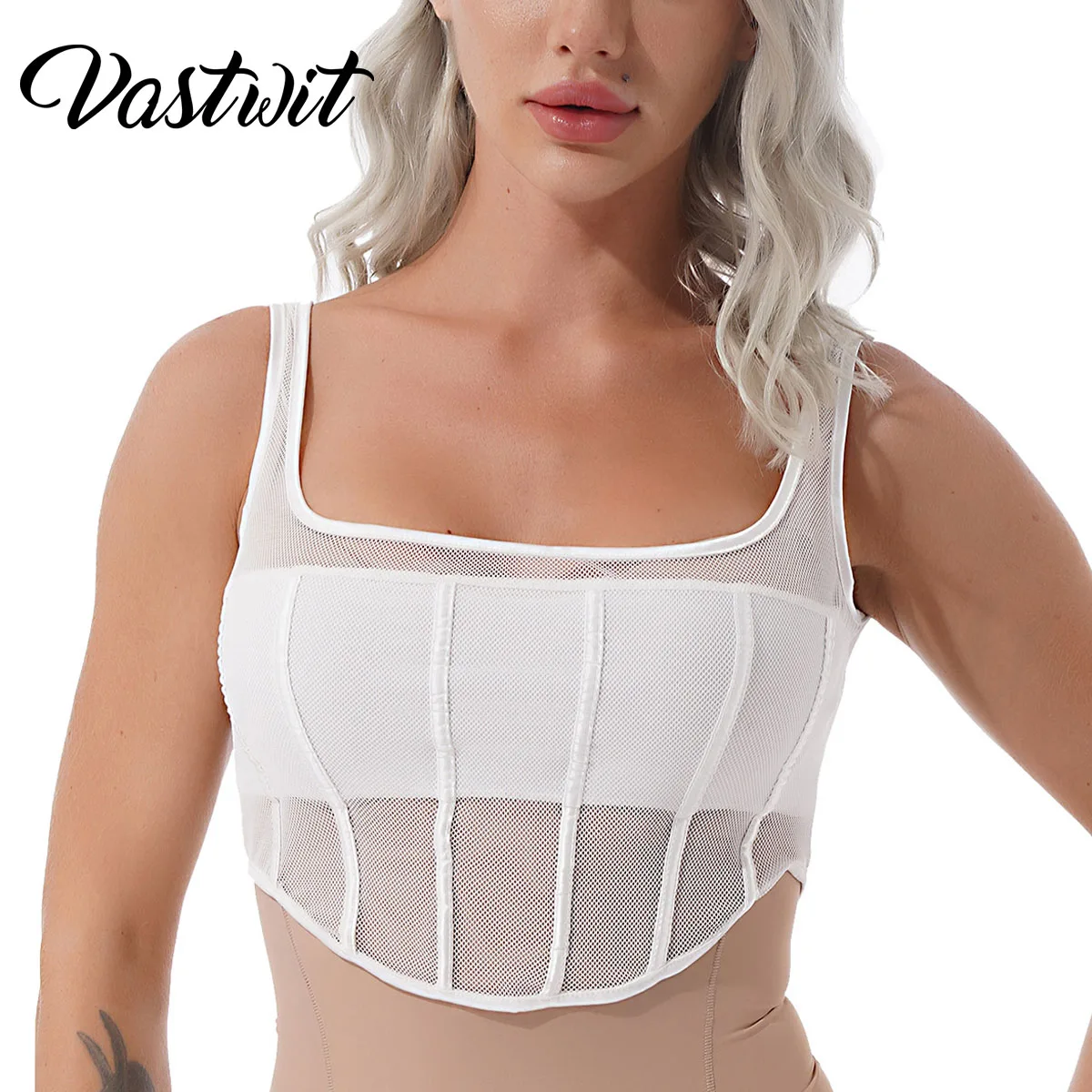 

Corset Crop Top Women's Sexy Sleeveless Back Single-Row Clasp Club & Night Out Crop Tank Top