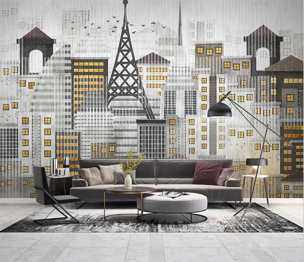 

Wallpaper Nordic modern city architectural geometry 3d Photo Mural Wall paper Living Room 3d Wall Murals TV Background sticker