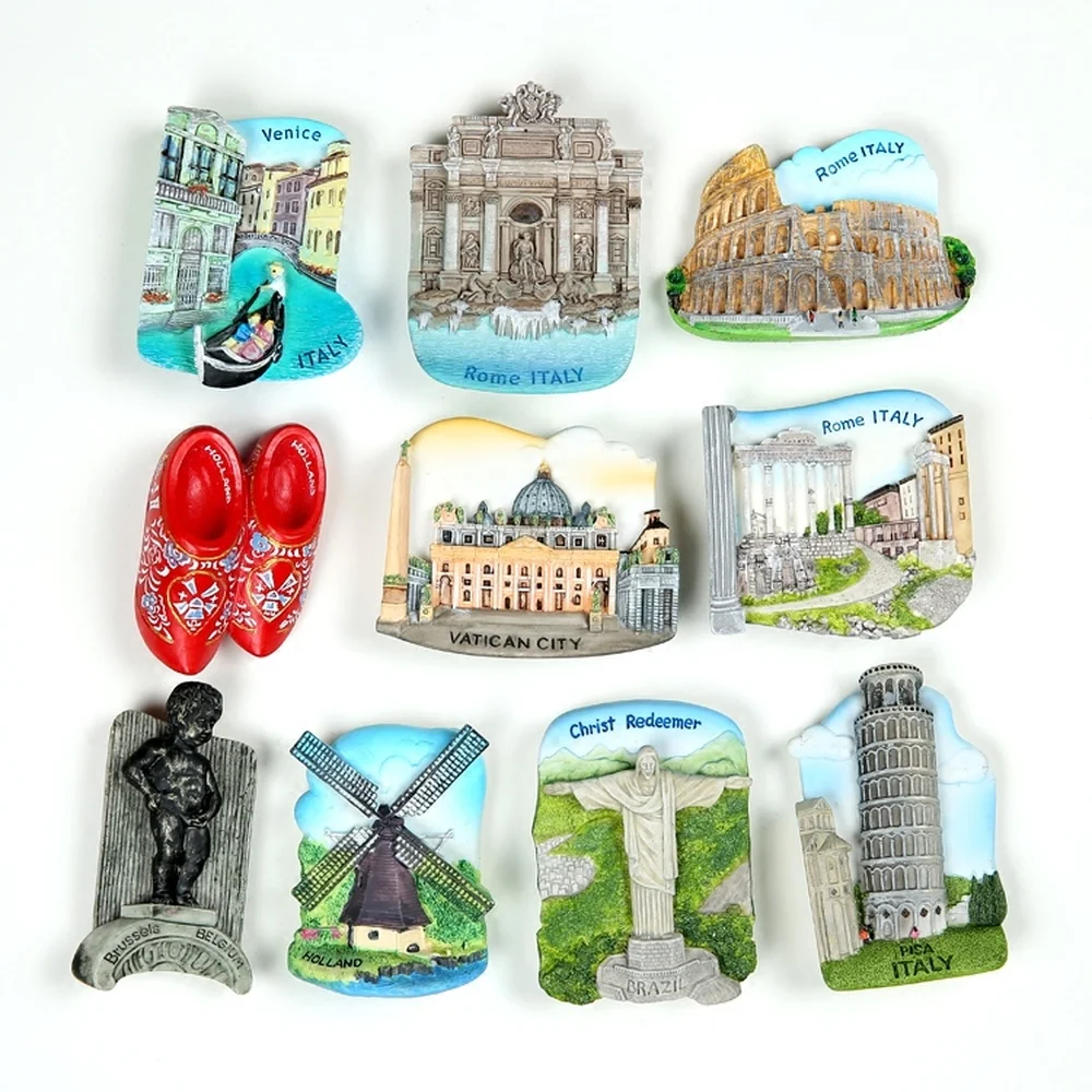 

BABELEMI Italy Belgium Netherlands Brazil Vatican Resin Souvenirs Fridge Magnets Florence Amsterdam Milan Refrigerators Magnets