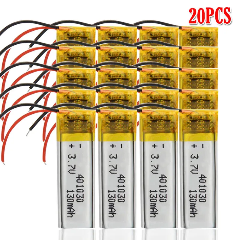 20pcs 3,7 в 130 мАч 30*10*4 мм 401030 литий-ионный аккумулятор для MP3 MP4 MP5 DVD Игрушка Мобильный bluetooth наушники lipo перезаряжаемый элемент - Цвет: 20pcs