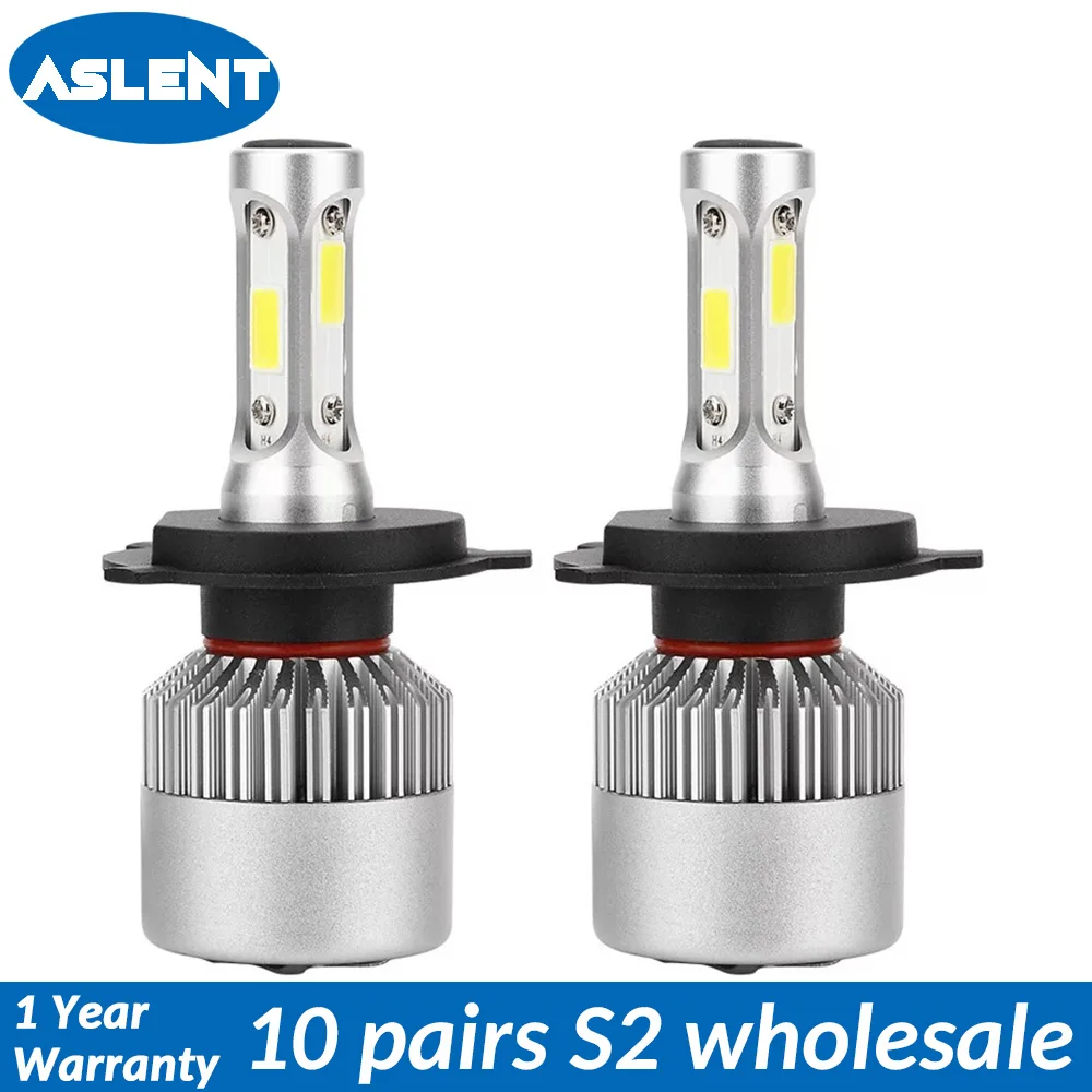 ASLENT 20PCS/lot S2 Wholesale Car Headlight H7 LED H4 Bulb H1 H3 H11 H8 H9 H16 9005 HB4 9006 9004 9007 9012 Fog Lights Auto lamp