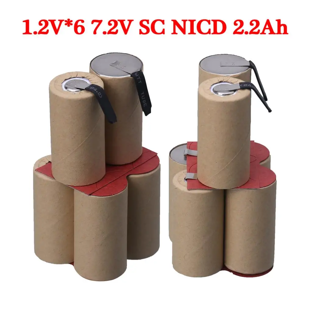 

Никель-кадмиевая батарея 1,2 в * 6 ячеек 1,2 в 7,2 мАч SC NI-CD аккумуляторная батарея для самоустанавливающегося шуруповерта электрических дрелей