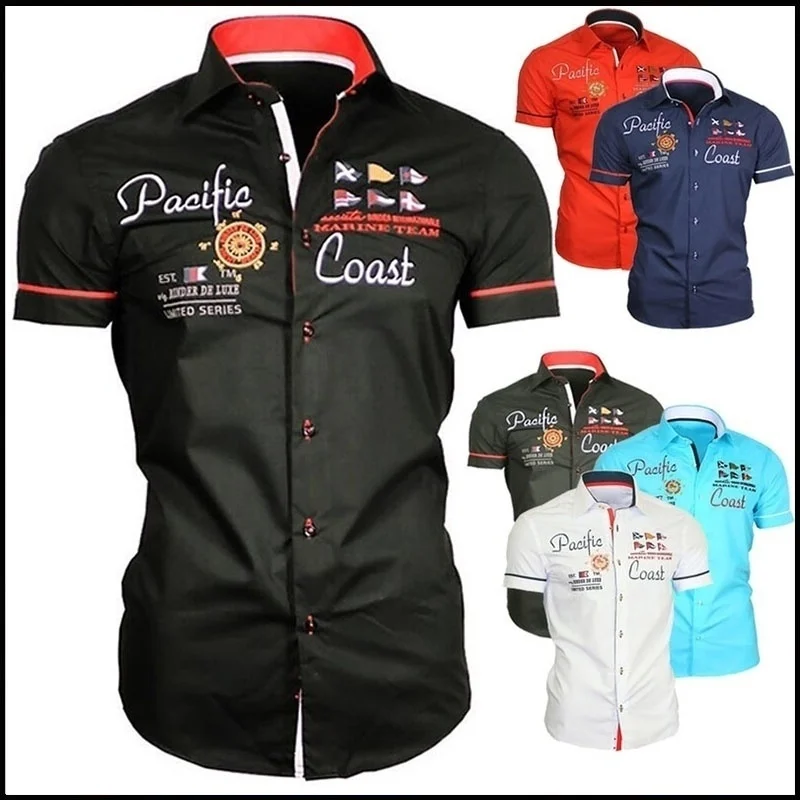 

Рубашка ZOGAA мужская с принтом, Классическая Повседневная Уличная одежда, с короткими рукавами, 6 цветов, большие S-3XL, на лето