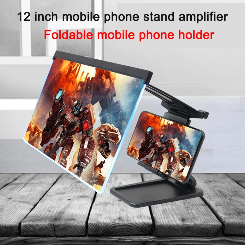 12 inch 3d mobile phone screen magnifier hd video amplifier stand bracket with movie game magnifying folding phone desk holder free global shipping