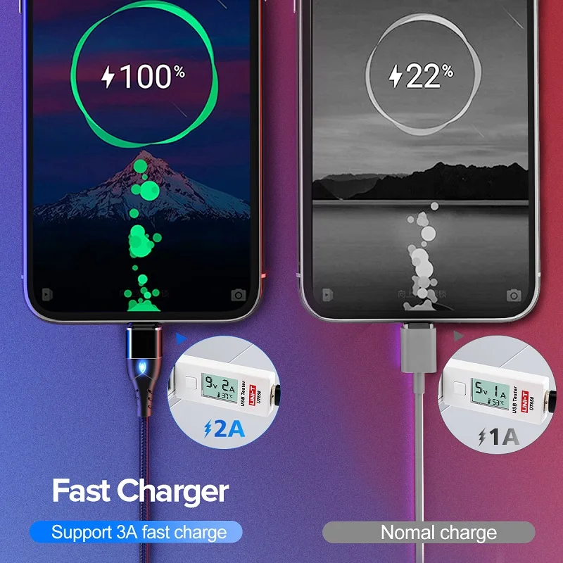 GETIHU 2 м Магнитный кабель Быстрый 3A для iPhone XS samsung зарядное устройство Quick Charge 3,0 Micro usb type C Магнитный шнур для зарядки телефона