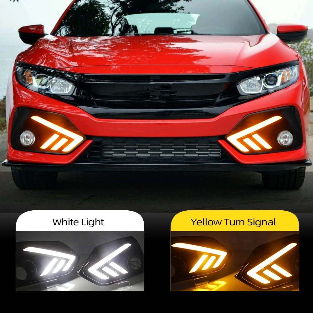 Автомобильные мигающие дневные ходовые огни для Honda Civic 10 хэтчбек 2016 2017 2018 2 шт.