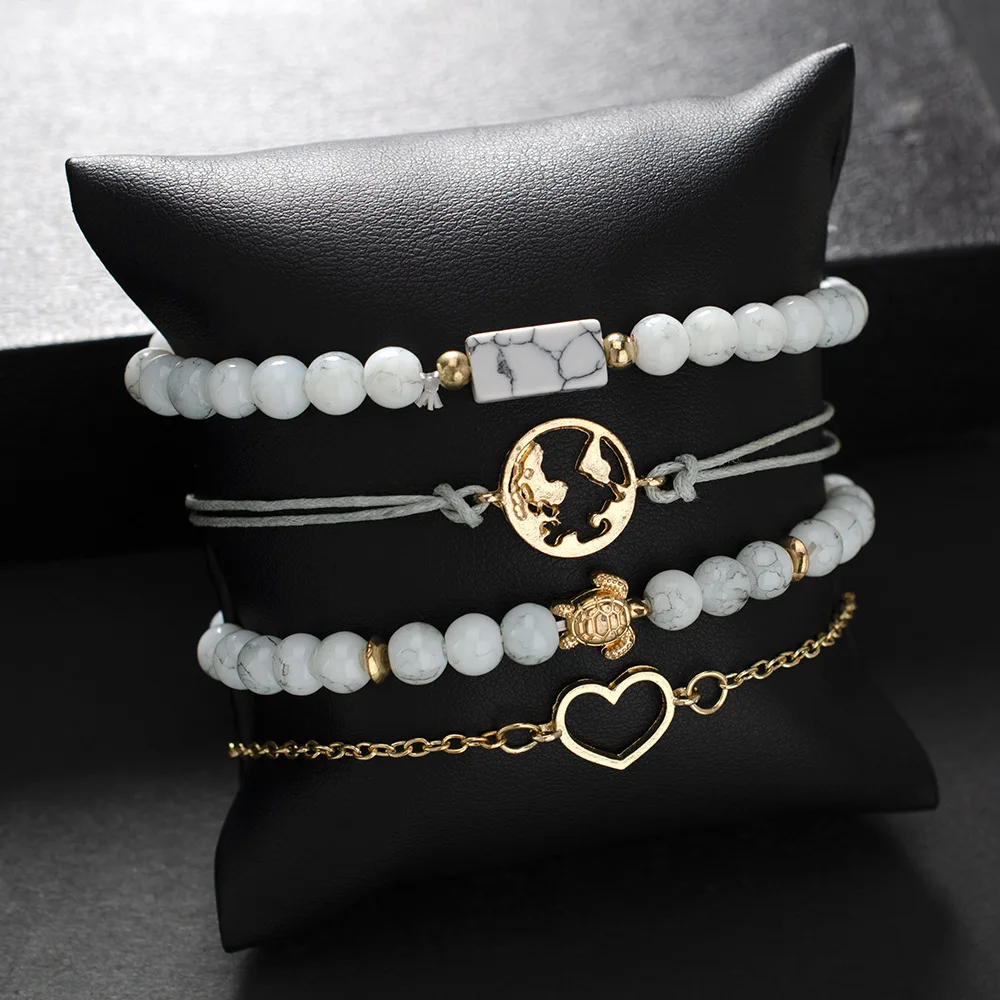 4 шт./лот 2019 ювелирные изделия браслеты для женщин бусины браслет с узором камень
