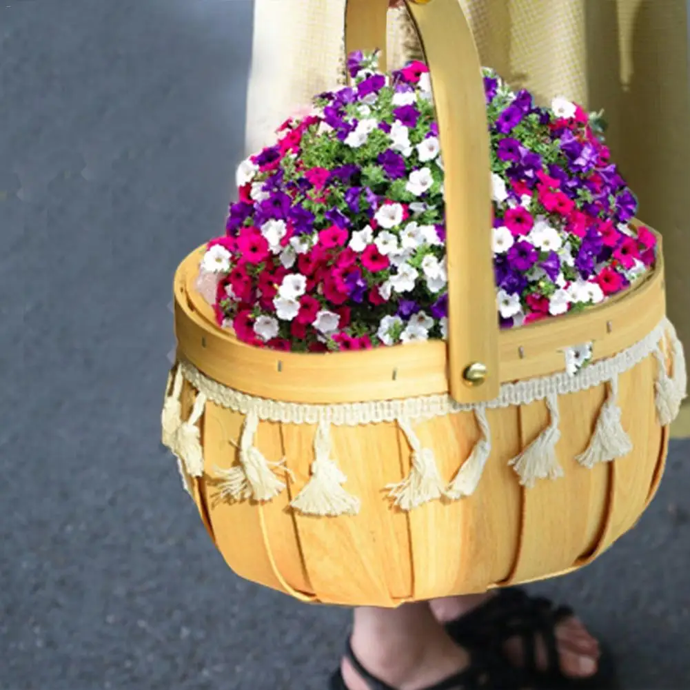 Корзина для хранения цветов ручной работы деревянная плетеная корзина с ручкой