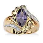 Изысканное позолоченное кольцо с фиолетовым фианитом и аметистом, Женское Обручальное свадебное Ювелирное Украшение