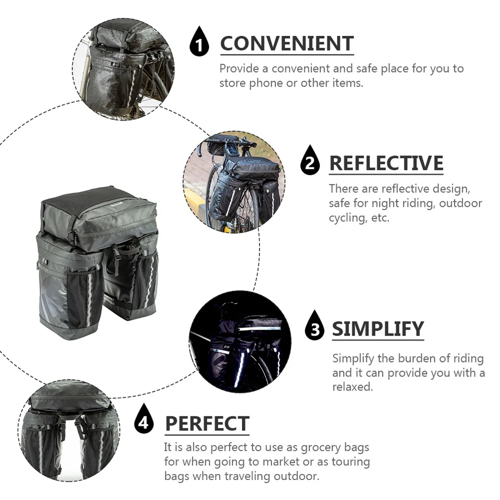 

1Pc Bicycles Rear Shelf Bag Mountain Bike 3-in-1 Carry Bag Bicycles Rear Carry Bag