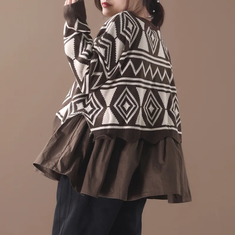 Max LuLu Fashion Korean Winter Ladies Punk Clothes Womens Printed Knitted Pullovers Patchwork Casual Sweaters Plus Size Knitwear | Женская
