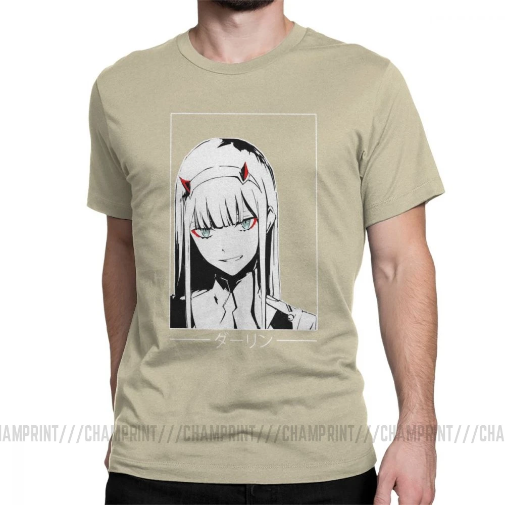 Zero Two Darling In The Franxx White Аниме Манга Футболка мужская большого размера топы хипстерские футболки с круглым вырезом очищенная хлопковая футболка - Цвет: Хаки
