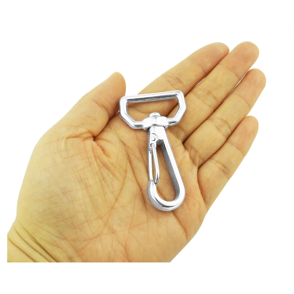 

2PCS Ring Square Eye Swivel Snap Hook Stainless Steel 316 Quick Straping Hook Lobster Clasps Hiking Camping Carabiner Pet Chain